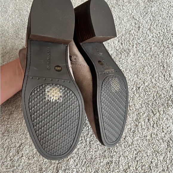 New Lucky Brand Leather Cordeena Size 8.5 Heel Ankle Boots Bootie Fur Lined - Picture 5 of 6